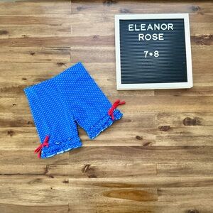 NEW Eleanor Rose Party In The USA Blue Dot Brailey Bow Shorts 7/8 Knit Ruffle